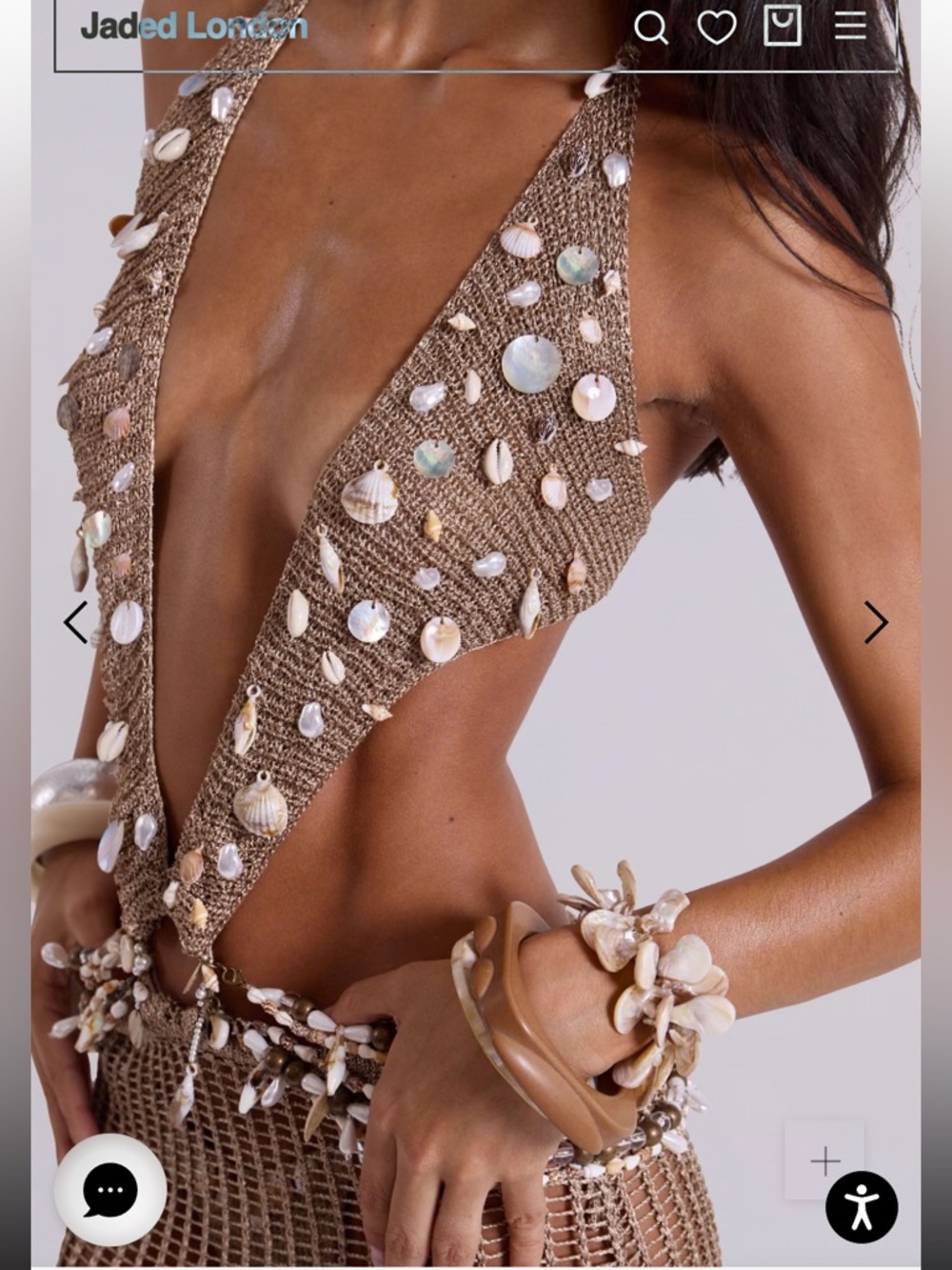 Jaded London Shells Vida Backless Crochet Maxi Dress Metallic Open Back Small - Picture 4 of 15